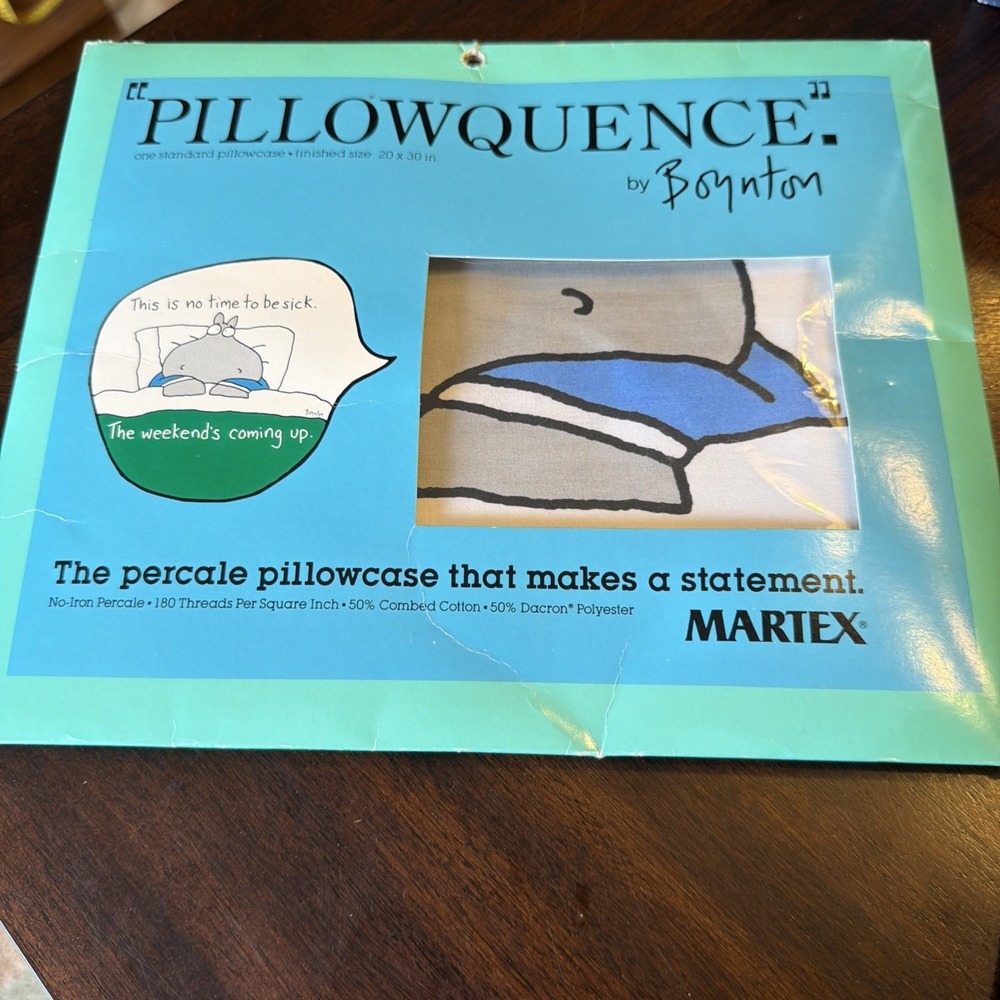 New Sandra Boynton Pillowquence 1989 Martex pillow there Is No Time To Be Sick
